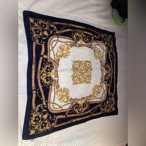 Elegant Gold and Navy Decorative Scarf by Totes 30”x30”